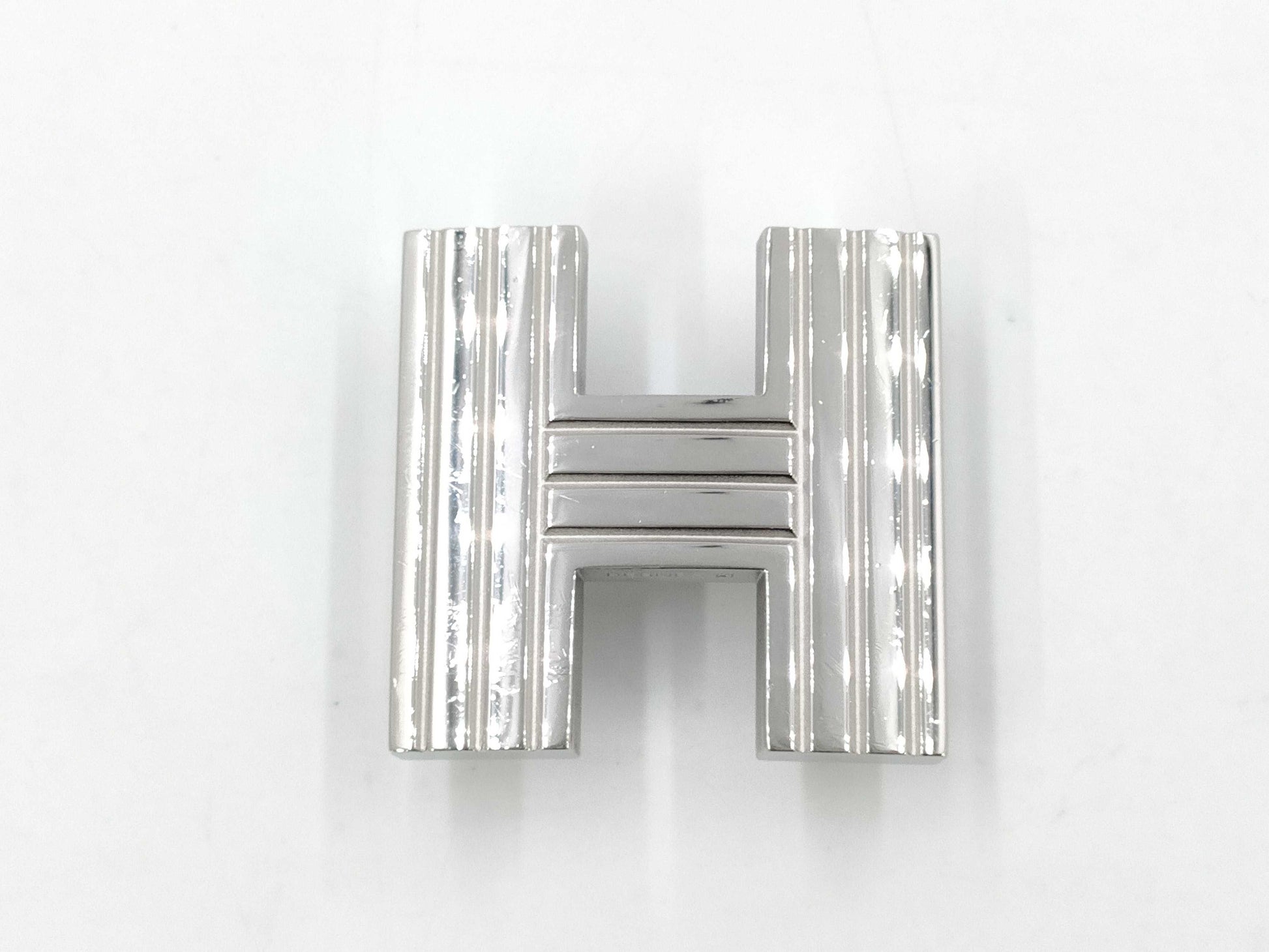 HERMES H motif buckle silver belt