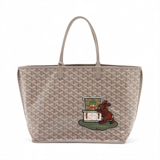 GOYARD 2023 Limited Edition Ange PM Rabbit Embroidered Herringbone Print Tote Bag