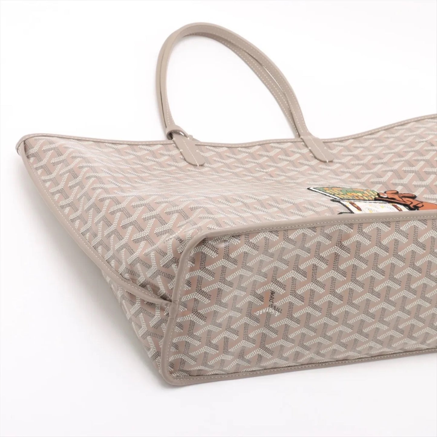 GOYARD 2023 Limited Edition Ange PM Rabbit Embroidered Herringbone Print Tote Bag