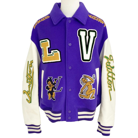 LOUIS VUITTON Multi-Patch Mix Leather Varsity Blouson Stadium Jacket HNL90E 54 Jacket