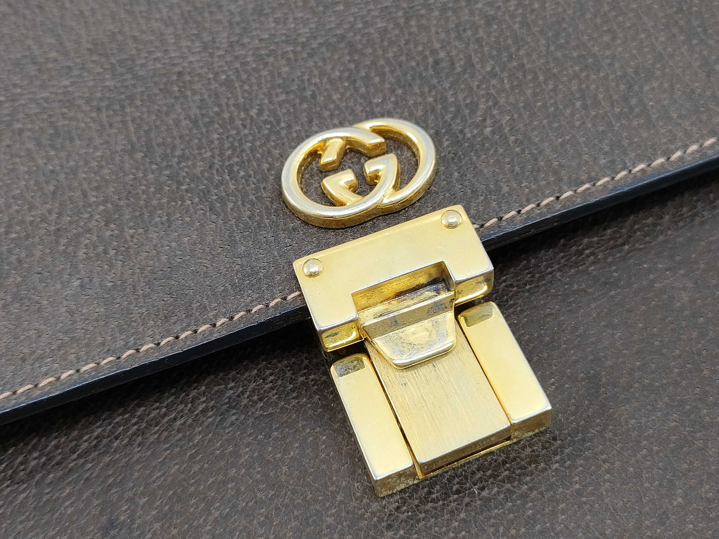 GUCCI Old Gucci Leather Shoulder Bag