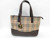 BURBERRY Nova Check Handbag with Leather Bottom, Brown and Beige
