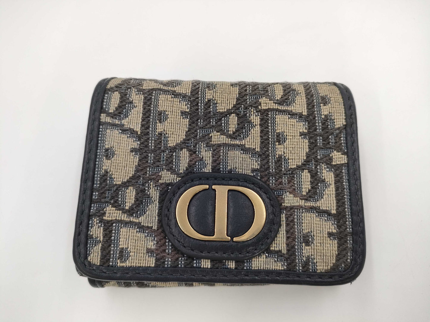 Dior Montaigne Oblique Tri-fold Wallet, Canvas, Navy