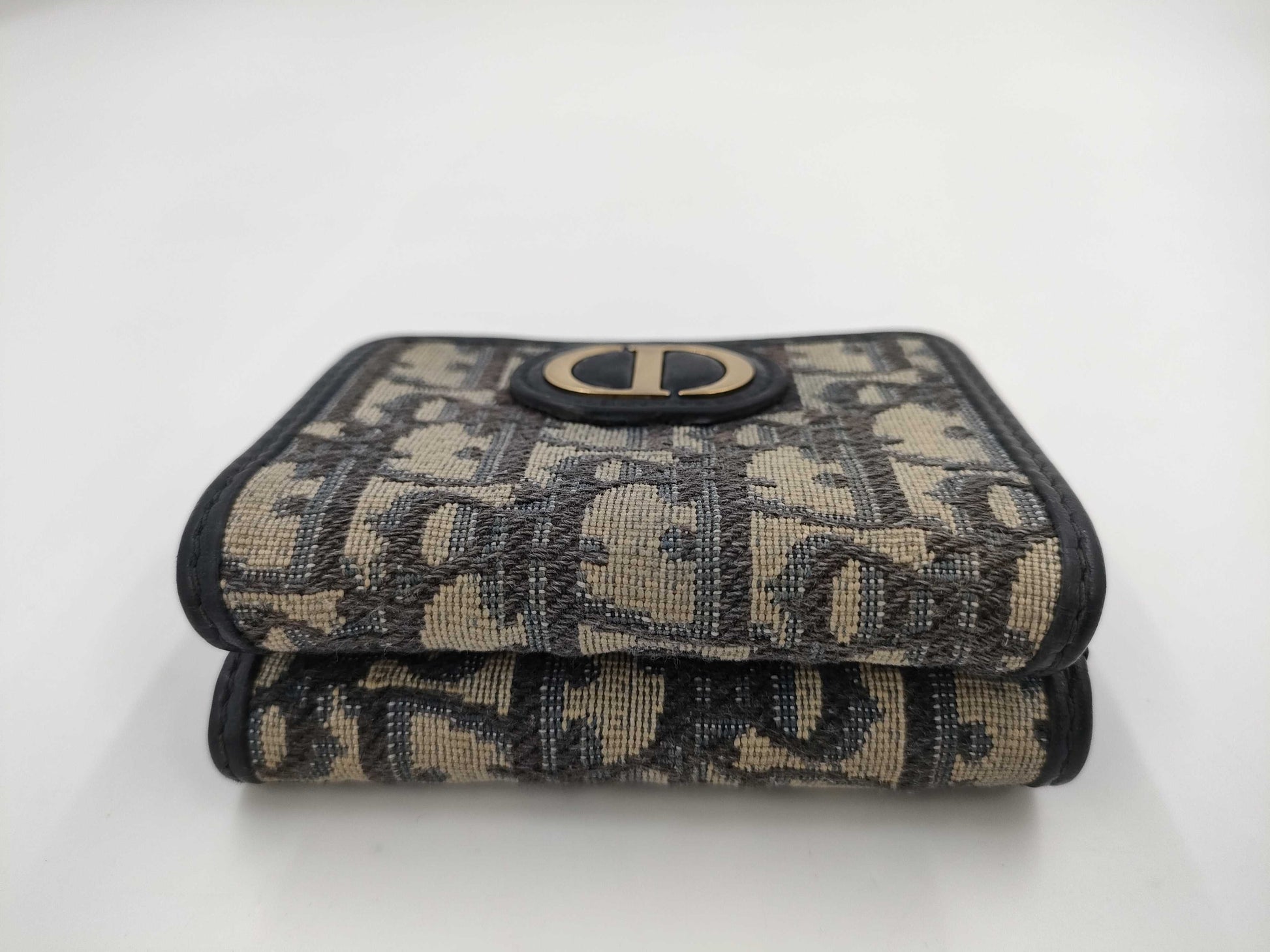 Dior Montaigne Oblique Tri-fold Wallet, Canvas, Navy