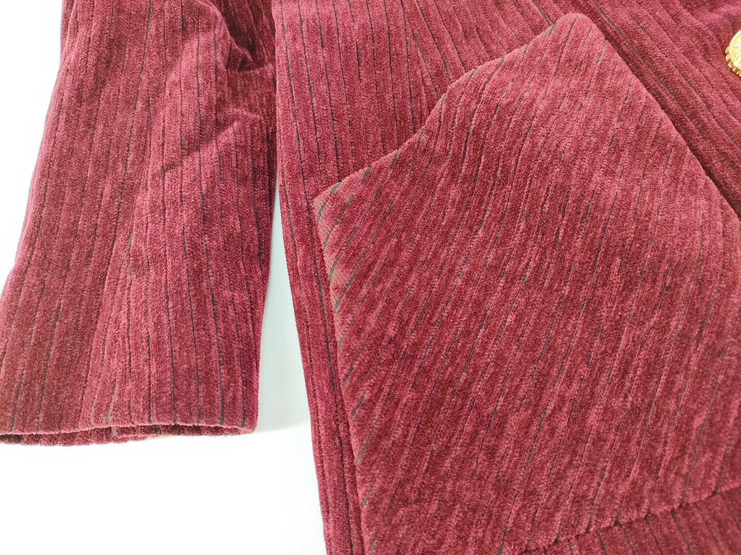 CELINE No-collar Single-Breasted Jacket Corduroy Red Jacket