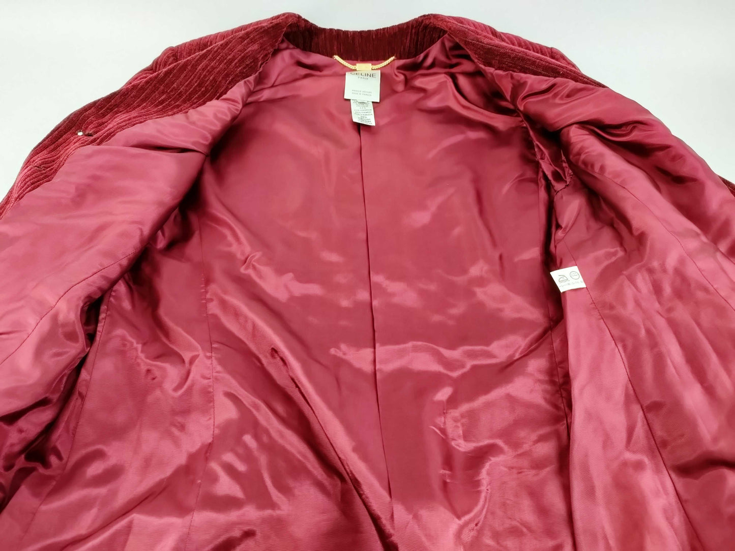 CELINE No-collar Single-Breasted Jacket Corduroy Red Jacket