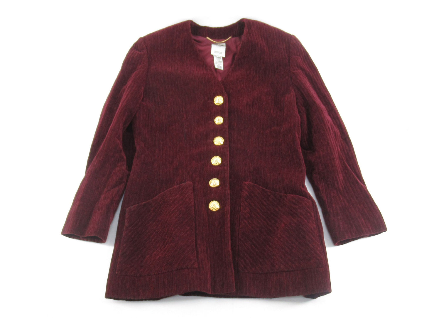 CELINE No-collar Single-Breasted Jacket Corduroy Red Jacket