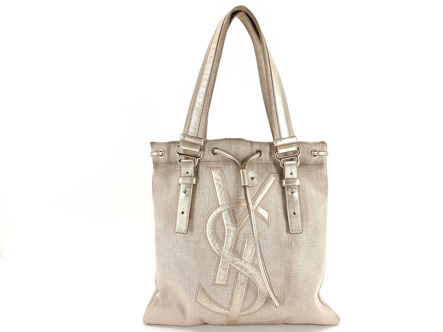 Yves Saint Laurent Kahala Tote Bag Canvas Ivory Tote Bag