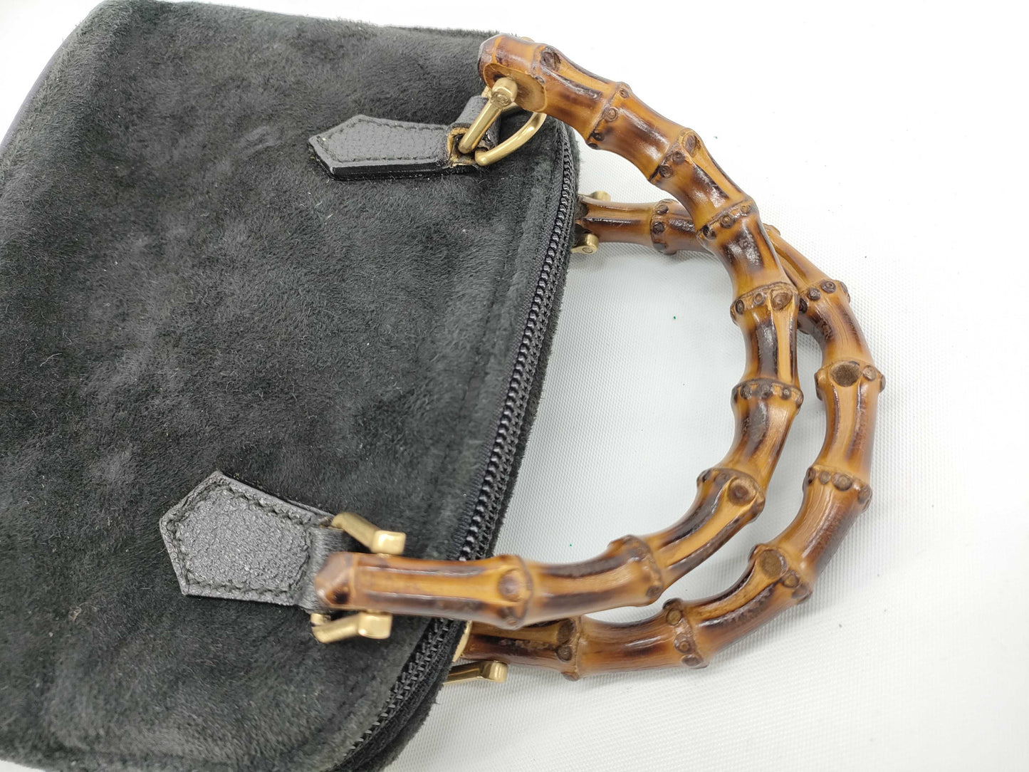 GUCCI Bamboo GUCC I Suede Bamboo 2-Way Handbag Shoulder Bag Handbag