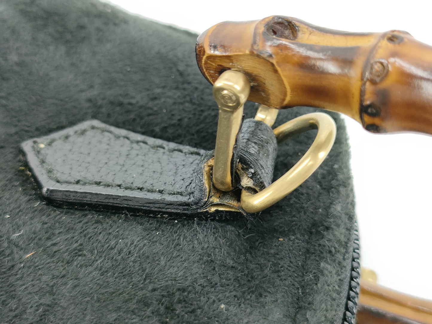 GUCCI Bamboo GUCC I Suede Bamboo 2-Way Handbag Shoulder Bag Handbag