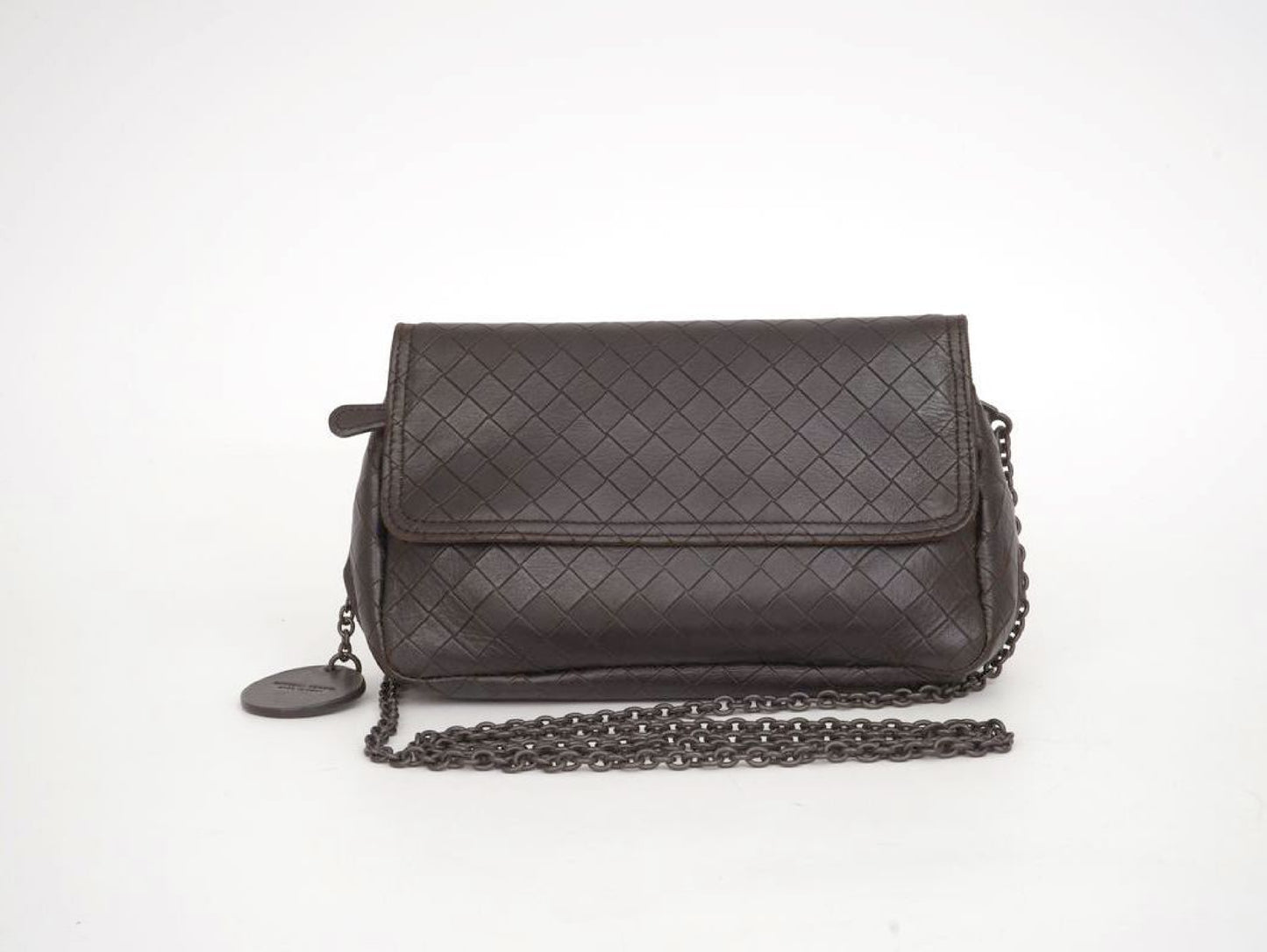 BOTTEGA VENETA Intrecciato Leather x Studs Brown Chain Shoulder Bag