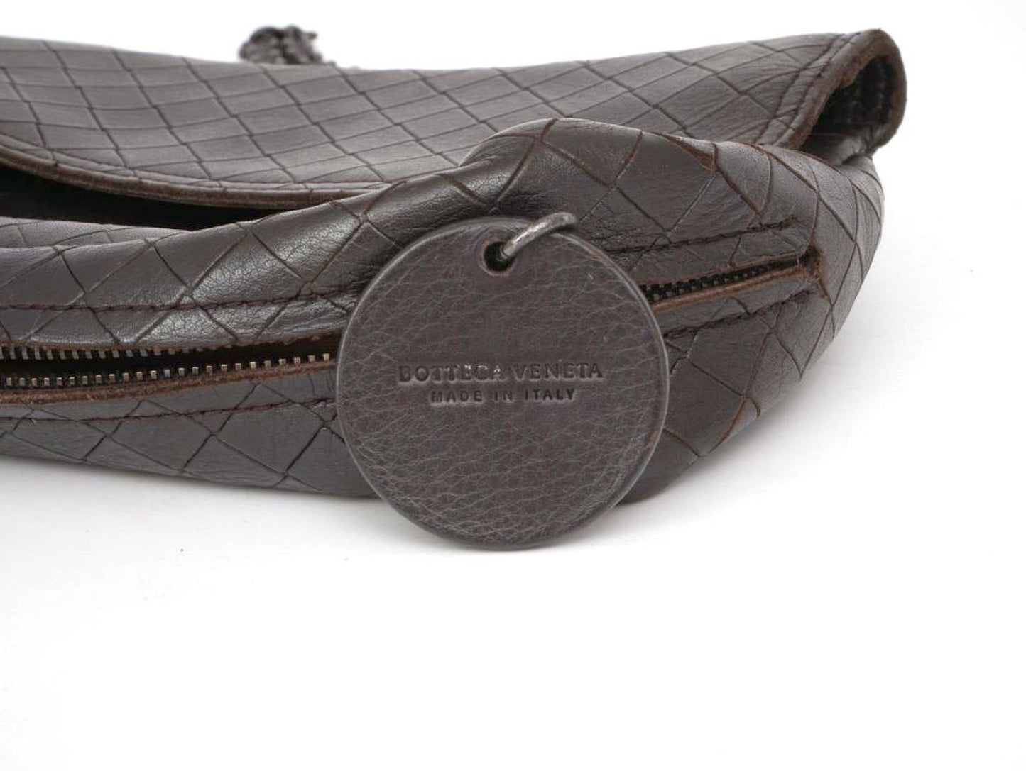 BOTTEGA VENETA Intrecciato Leather x Studs Brown Chain Shoulder Bag