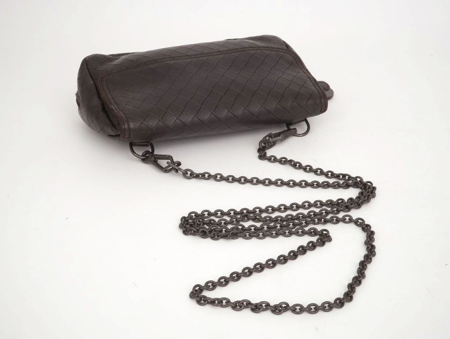 BOTTEGA VENETA Intrecciato Leather x Studs Brown Chain Shoulder Bag
