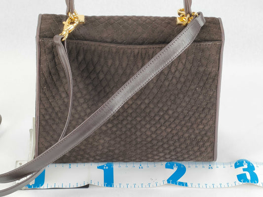 BALLY Turnlock Handbag, Suede, Brown, with ST