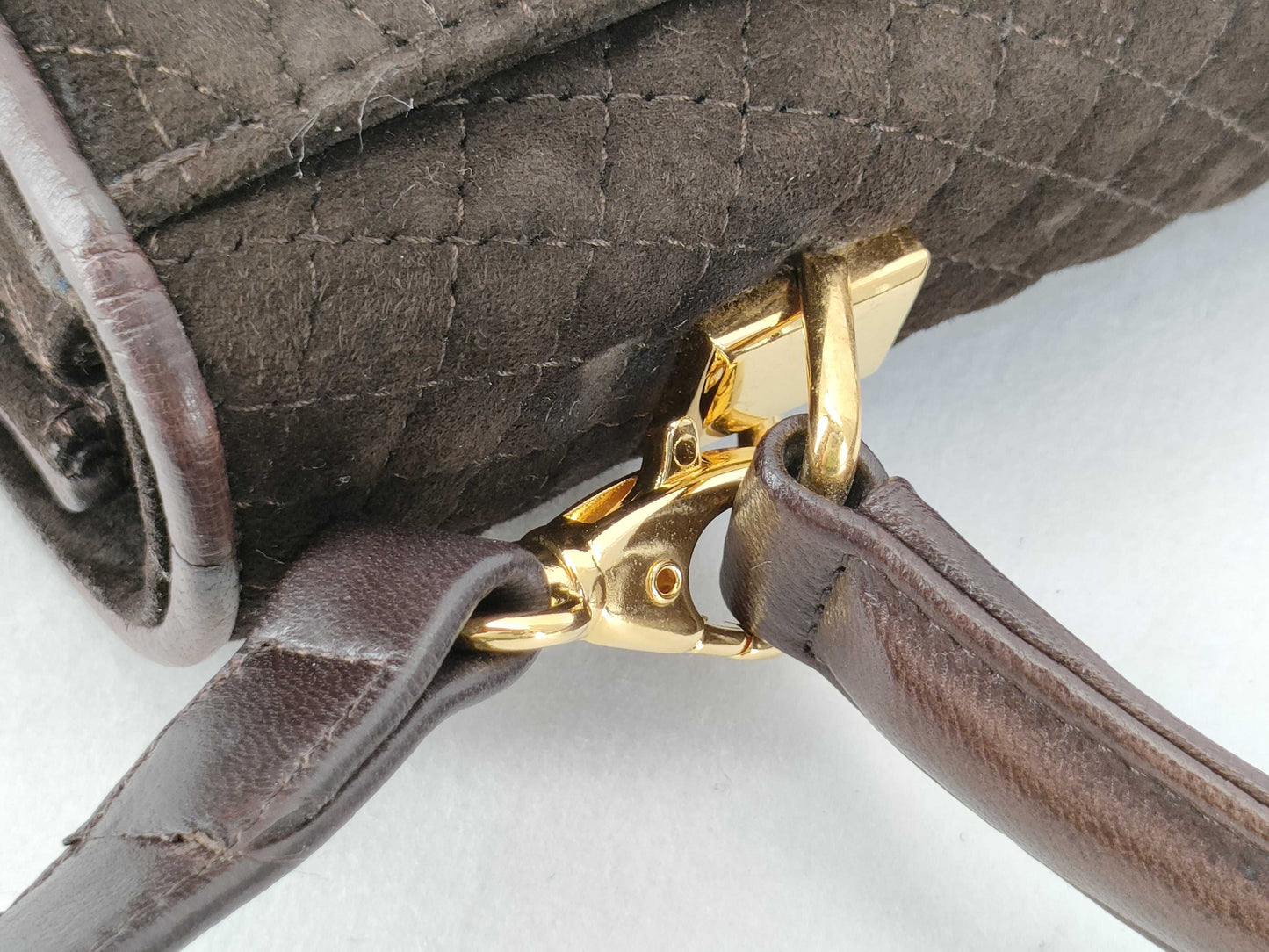 BALLY Turnlock Handbag, Suede, Brown, with ST