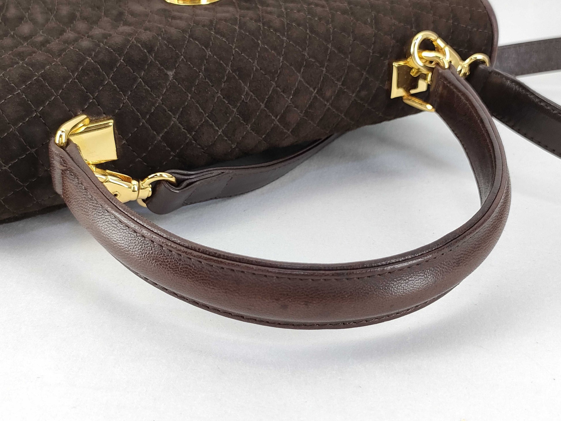 BALLY Turnlock Handbag, Suede, Brown, with ST