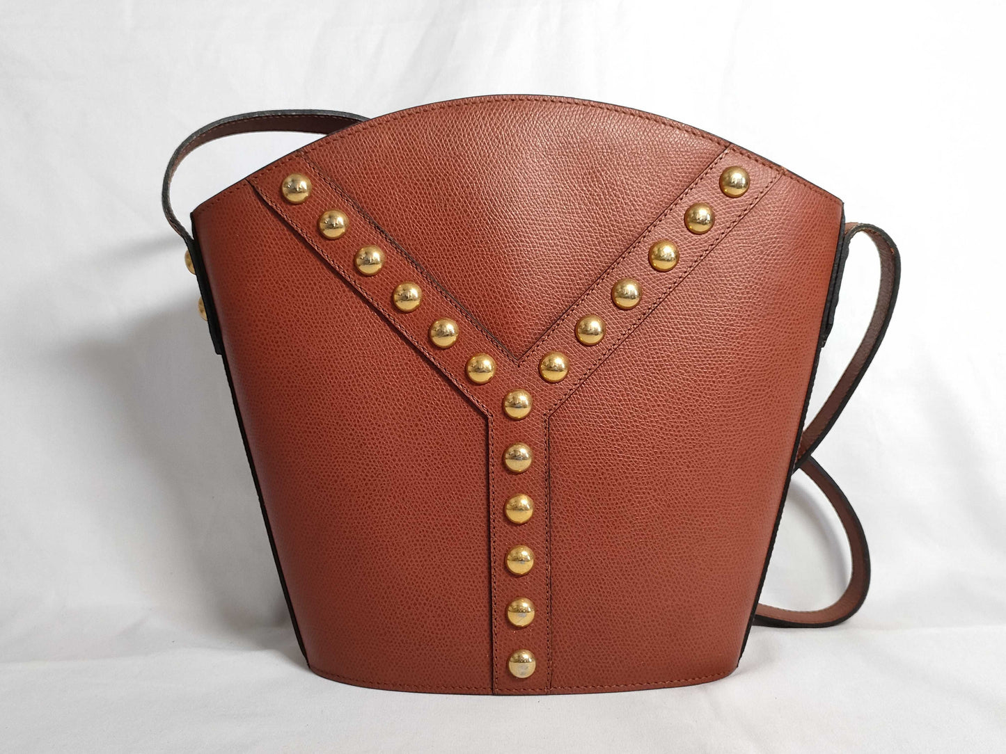 Yves Saint Laurent Studded Vintage Brown Shoulder Bag