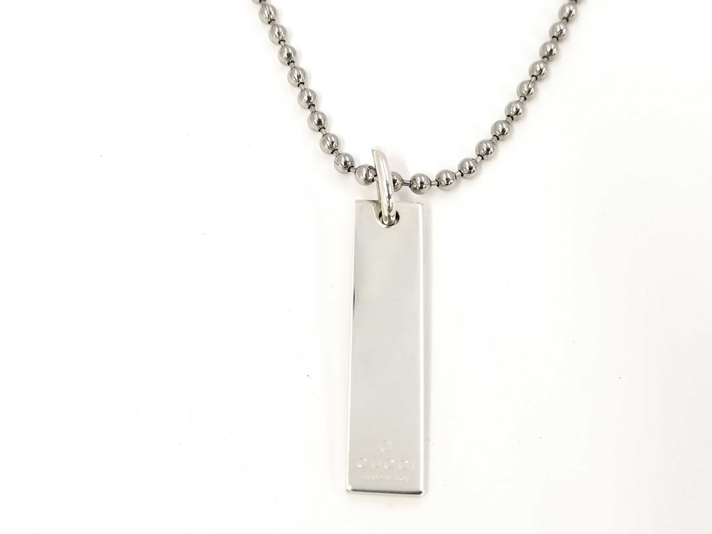GUCCI Gucci Ball Chain Plate Bar Necklace SV925 Necklace