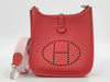 HERMES Evelyn TPM Taurillon Clemence Leather Shoulder Bag in Rose Pivoine/Rose Sakura with Silver Hardware and T Stamp