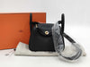 HERMES Lindy Mini Taurillon Black Shoulder Bag with GD Hardware and Double Stamp