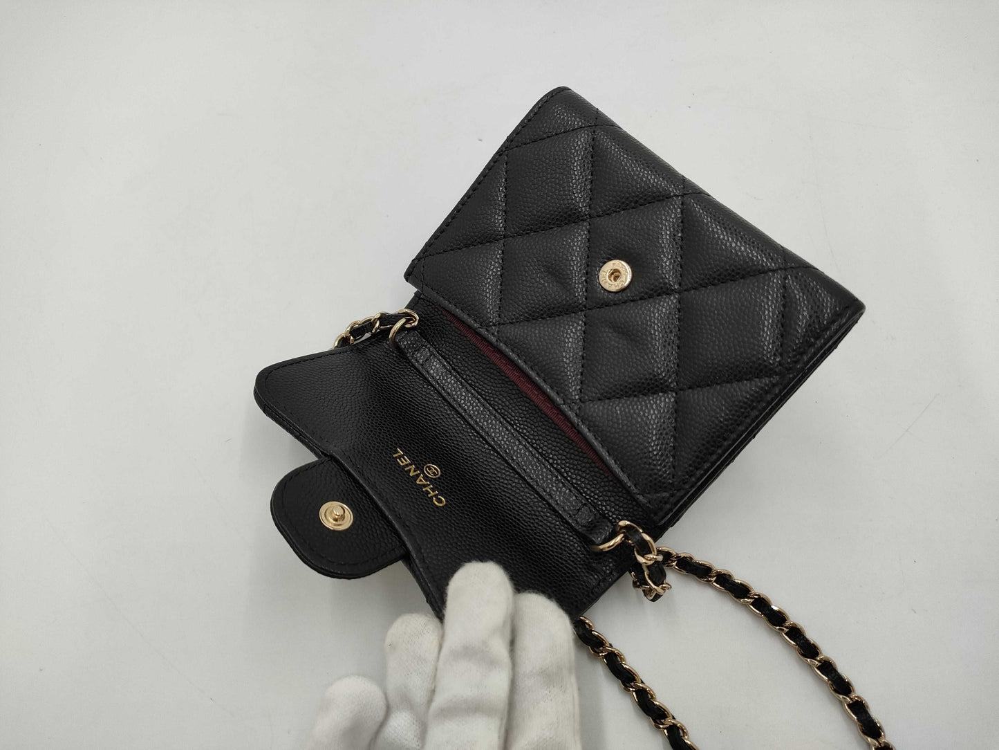 CHANEL CHANEL Matelasse Caviar Leather Chain Shoulder Wallet with GD Hardware Shoulder Bag