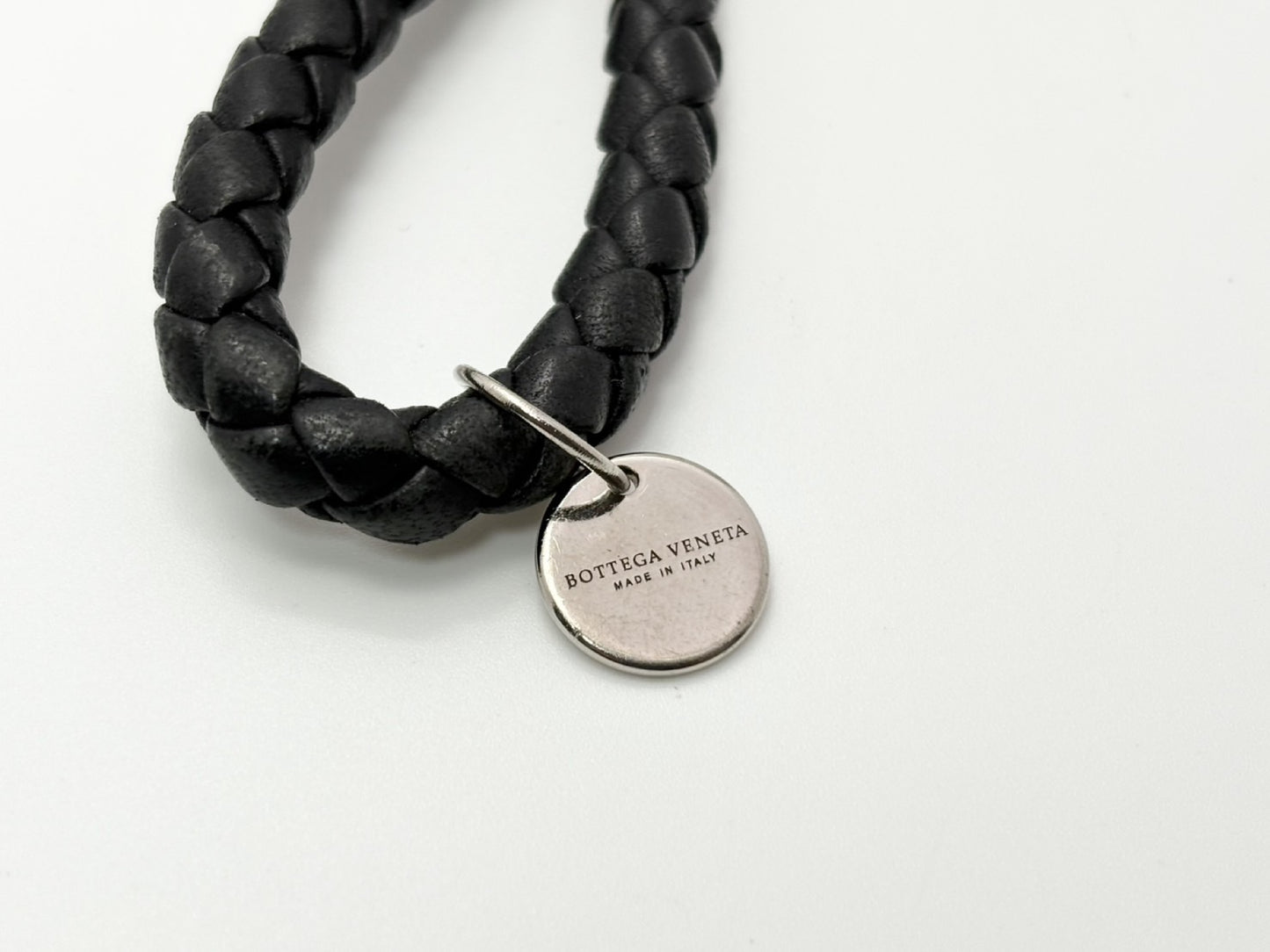 BOTTEGA VENETA Bottega Intrecciato Leather Key Ring Charm Black Key Case/Key Holder
