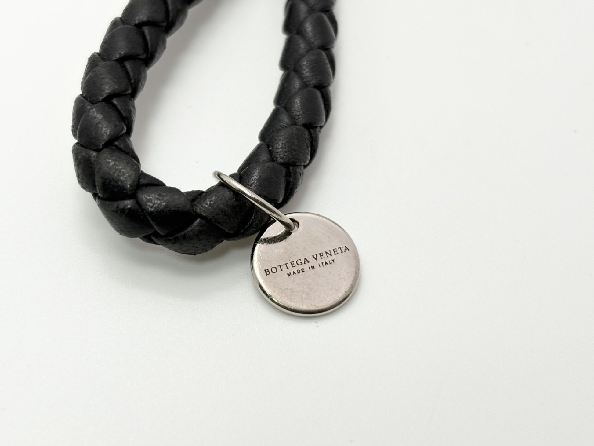 BOTTEGA VENETA Bottega Intrecciato Leather Key Ring Charm Black Key Case/Key Holder