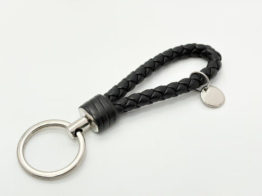 BOTTEGA VENETA Bottega Intrecciato Leather Key Ring Charm Black Key Case/Key Holder