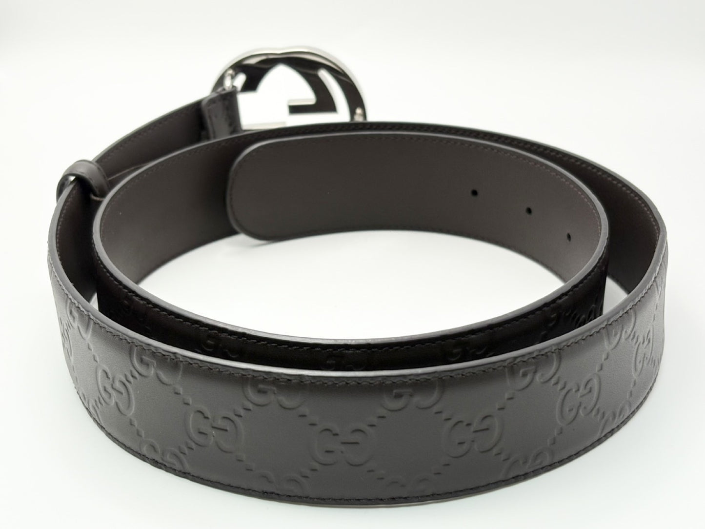 GUCCI 411924 Interlocking G Guccissima Leather Belt 100/40 Brown