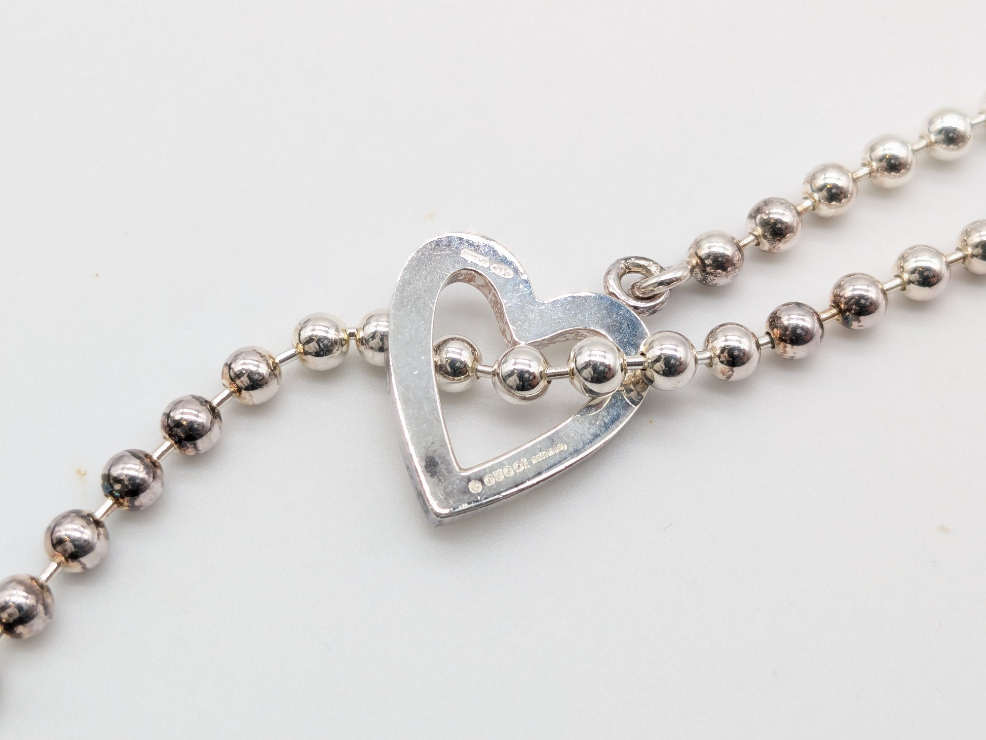 GUCCI Heart Ball Chain 925 Necklace