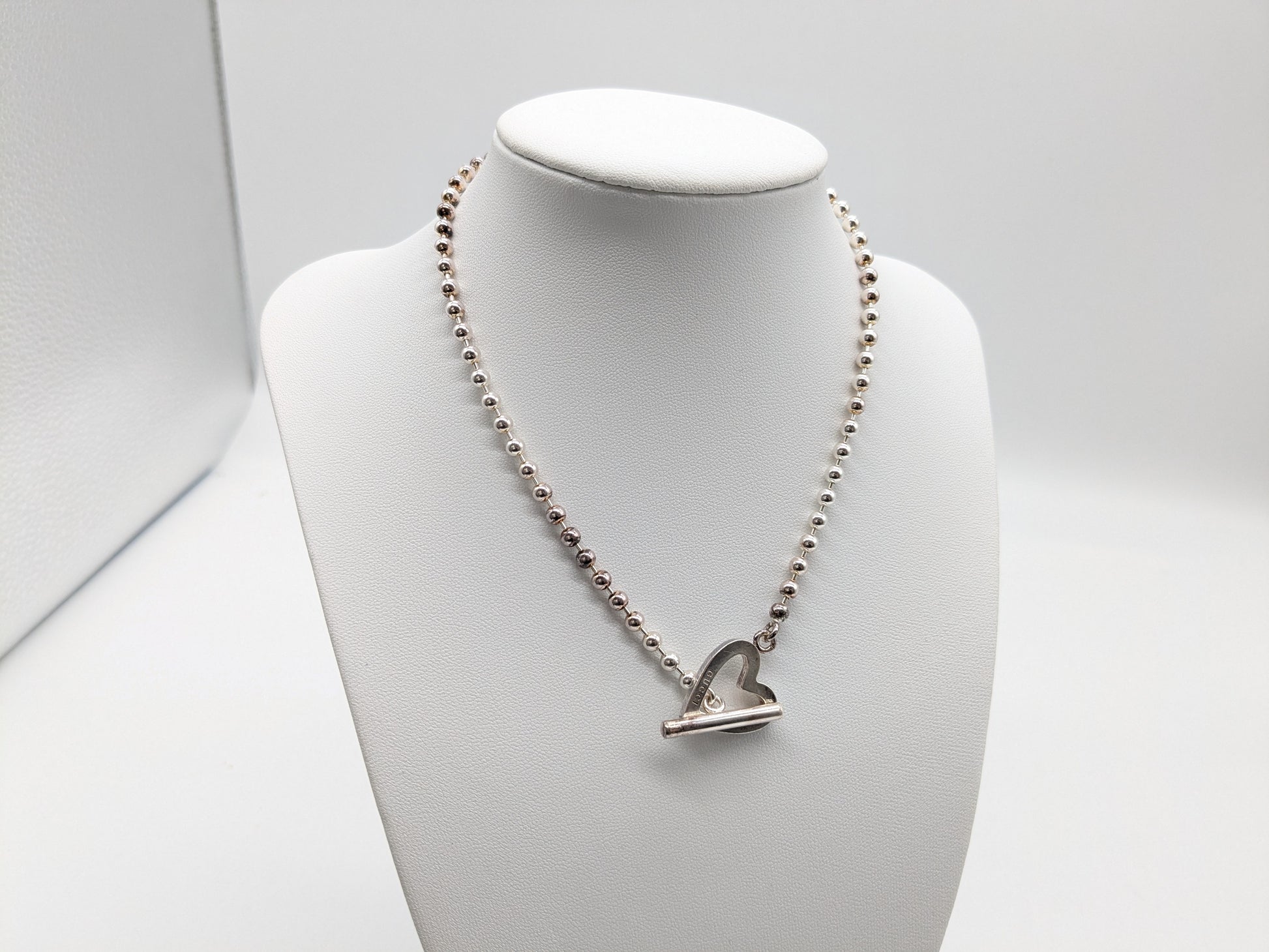 GUCCI Heart Ball Chain 925 Necklace
