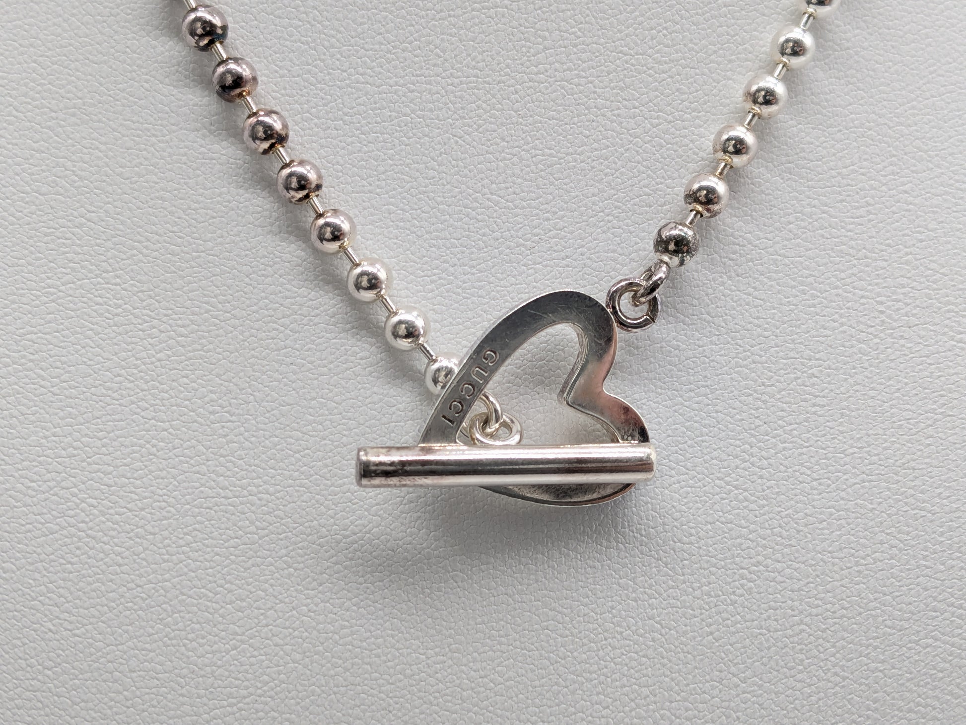 GUCCI Heart Ball Chain 925 Necklace