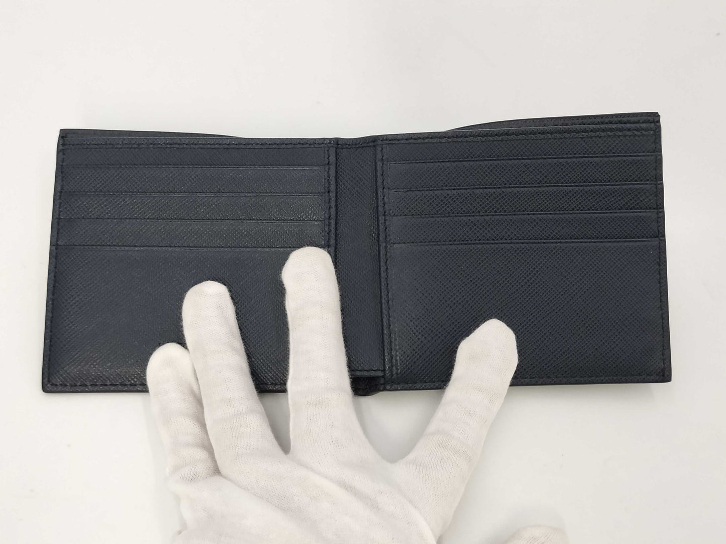 PRADA SAFFIANO BICOLO Bifold Wallet in Navy Blue 2MO513