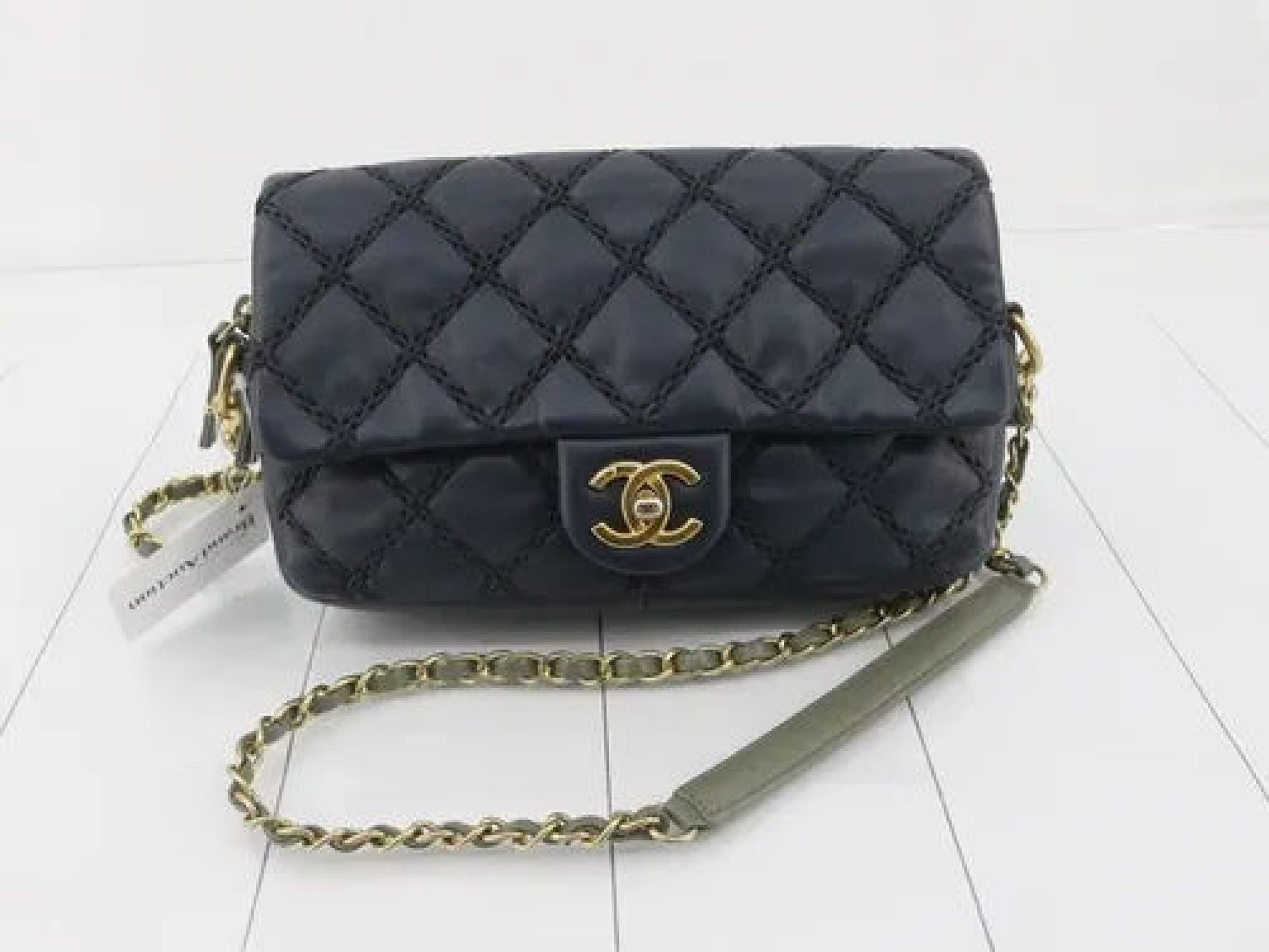 CHANEL Matelasse Coco Mark Navy Chain Shoulder Bag