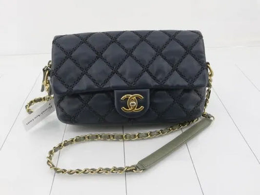 CHANEL Matelasse Coco Mark Navy Chain Shoulder Bag