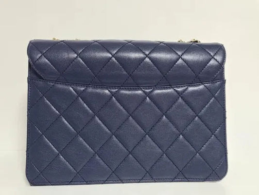 CHANEL Matelasse Navy Shoulder Bag