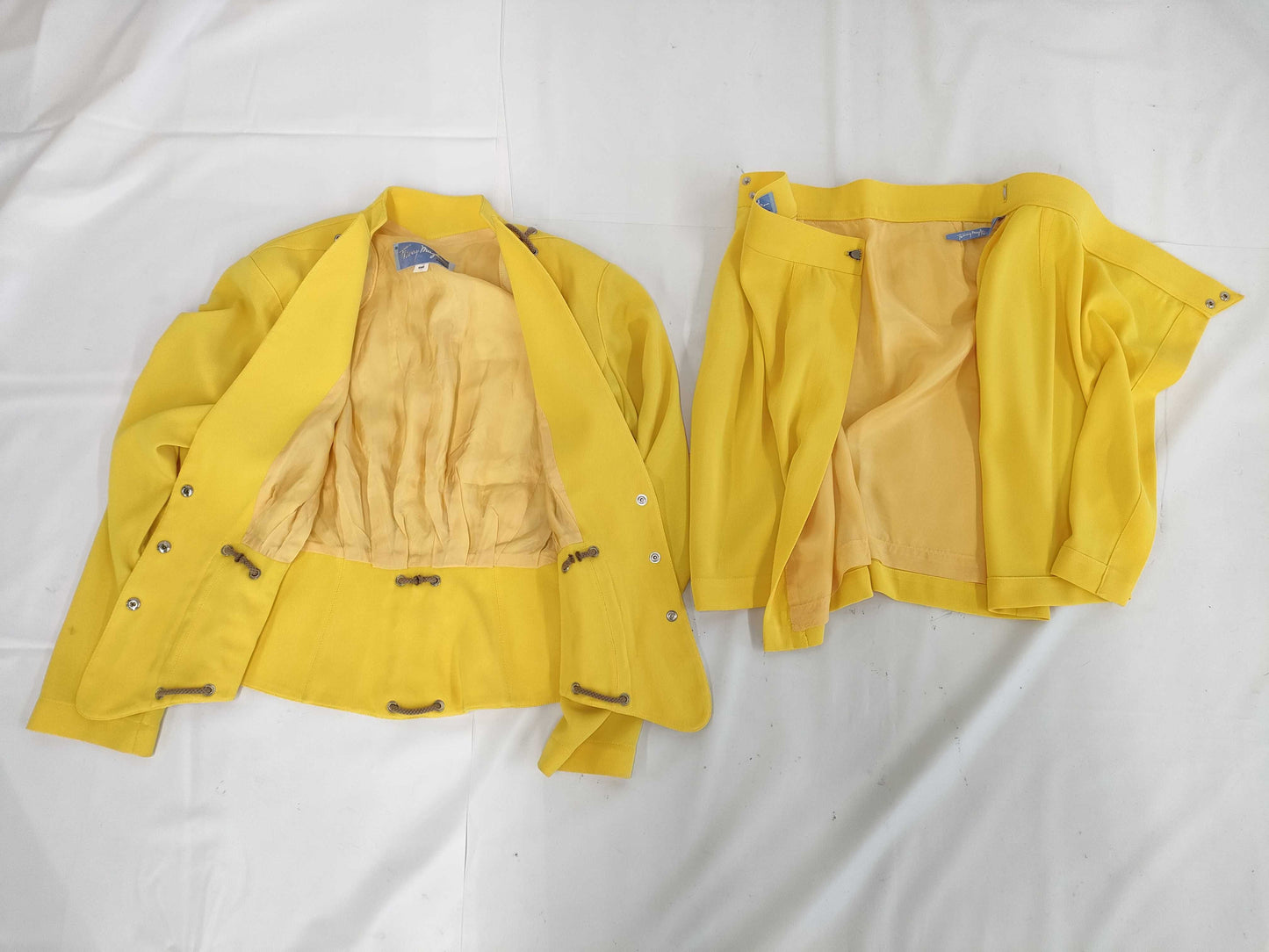(10462_0322) Thierry Mugler Skirt Suit Rope Wrap Skirt Shoulder Pat Yellow 9 Other Apparel