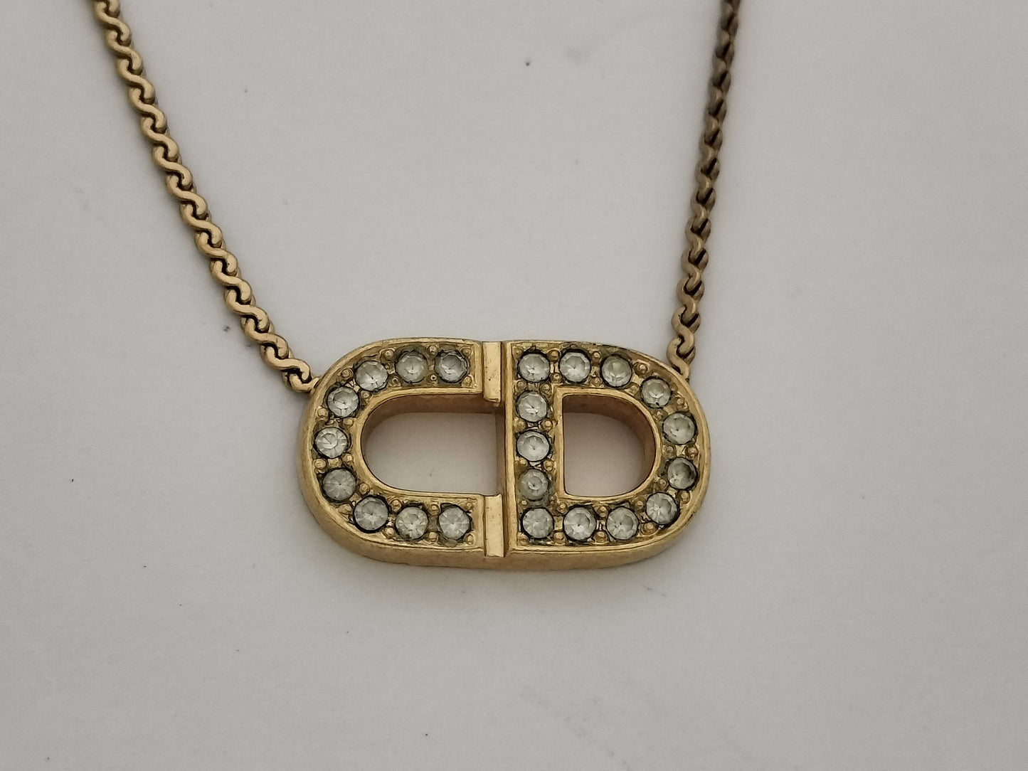 (10461_0340) Dior Dior Necklace CD Logo Rhinestone Necklace