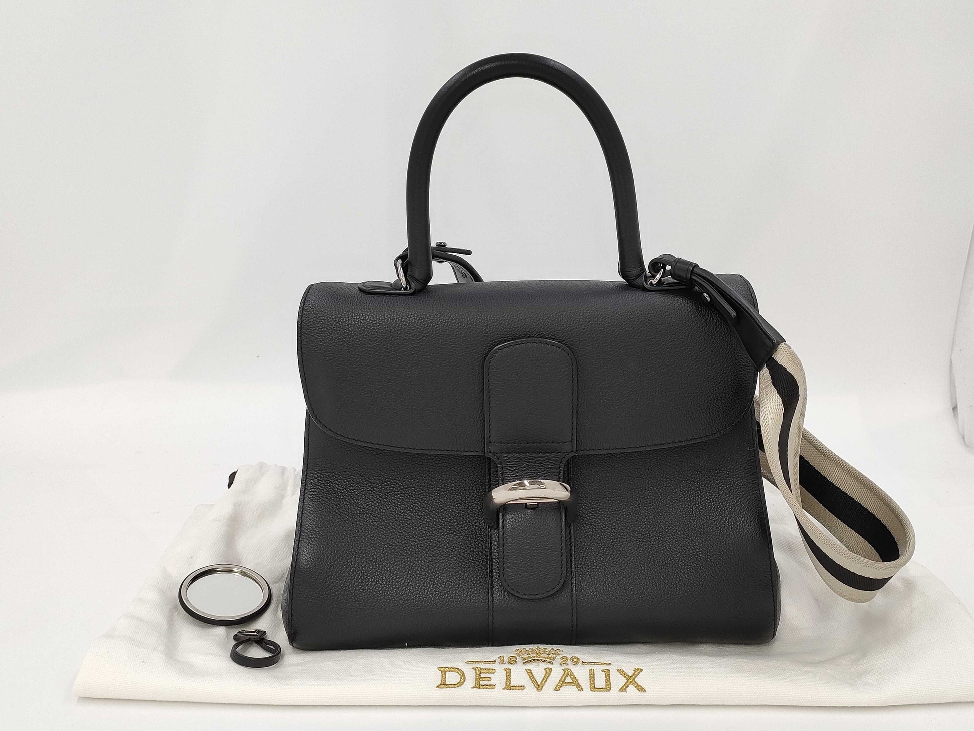 Brillant Black Canvas Strap Handbag