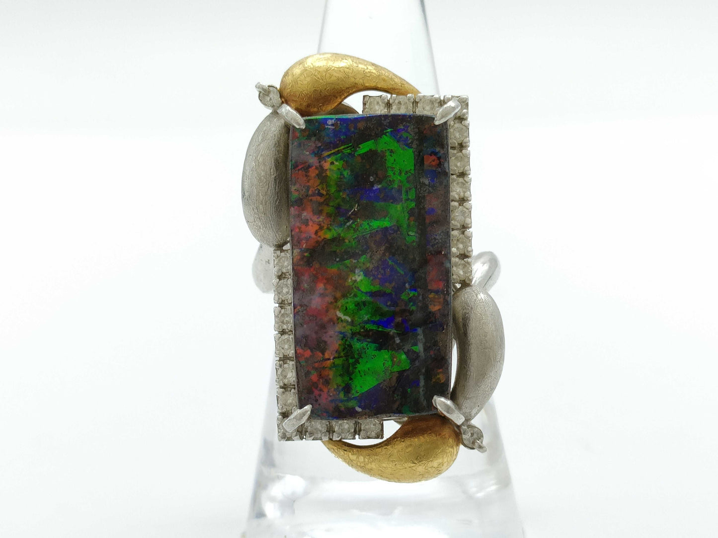 Opal D0.38ct PT900/K18 21.7g Ring
