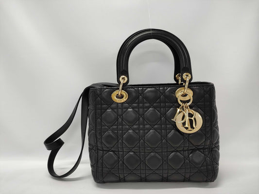 Dior Cannage Leather 2-Way Black Bag
