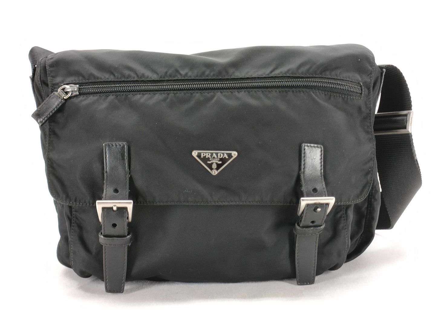 PRADA Nylon Messenger Bag, Black Nylon Shoulder Bag