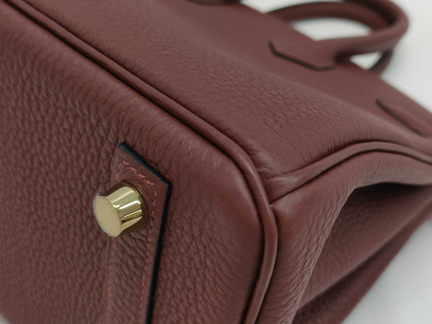 HERMES Birkin 25 Togo Rouge H K Stamped Handbag