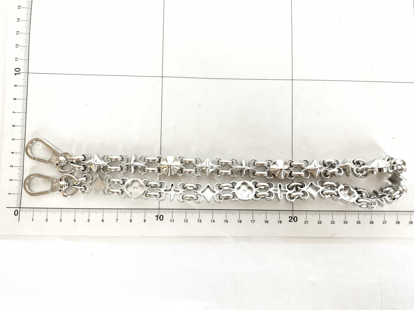 LOUIS VUITTON Louis Vuitton Dauphine Accessory Strap, Silver Stainless Steel with Silver Brass Hardware