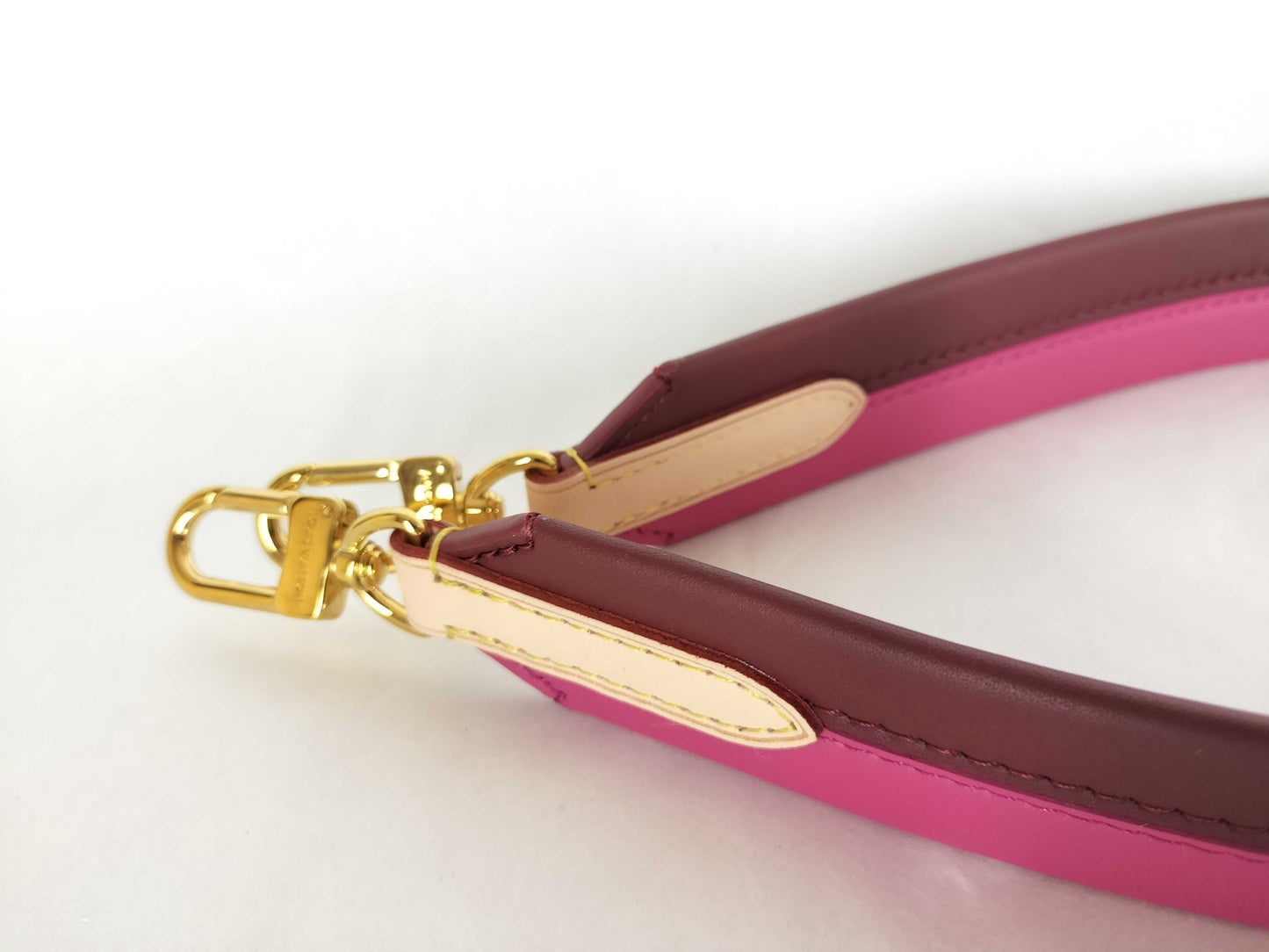 LOUIS VUITTON Signature Strap, Brown/Pink, Signature Canvas with Gold Hardware