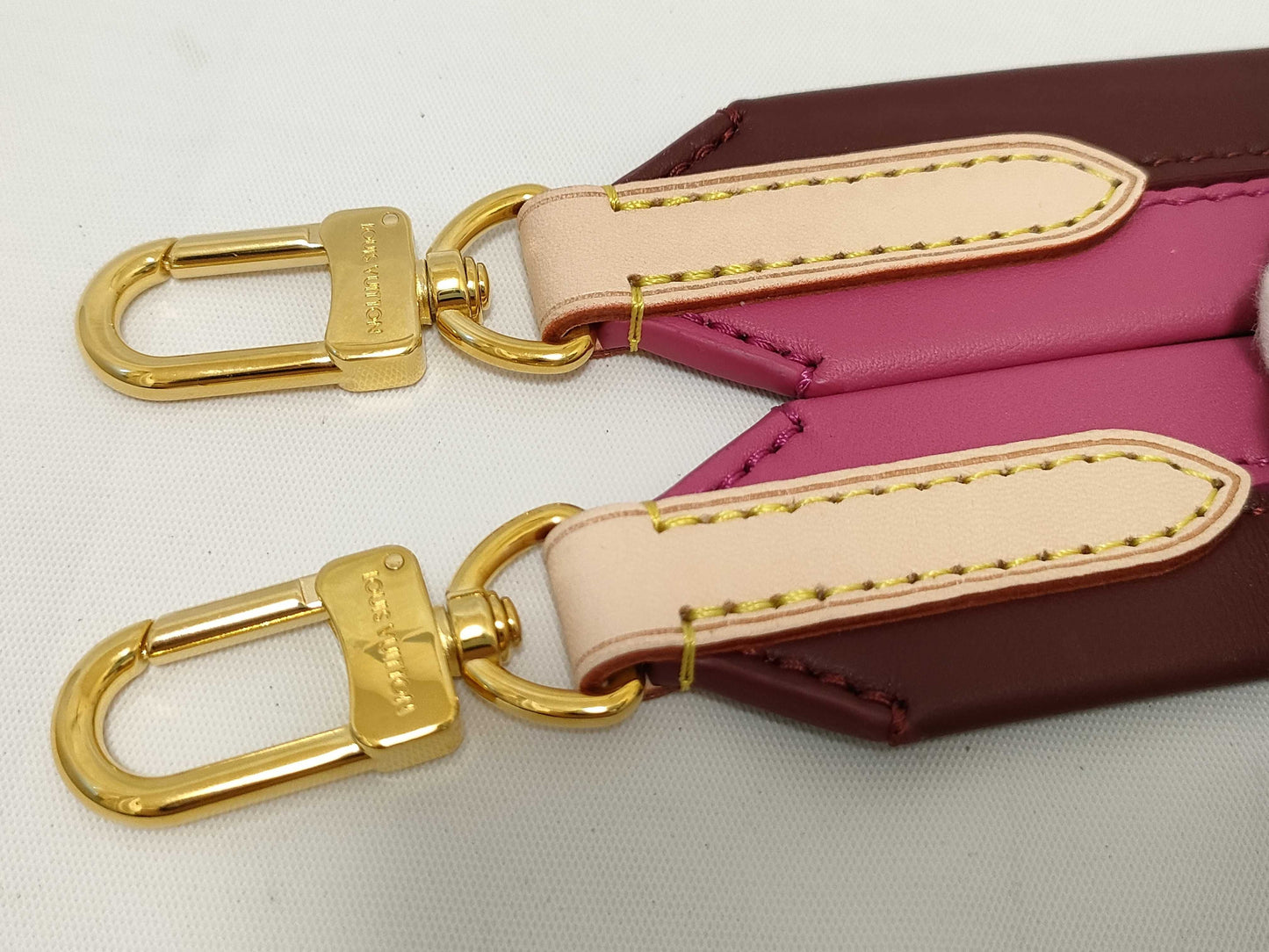 LOUIS VUITTON Signature Strap, Brown/Pink, Signature Canvas with Gold Hardware