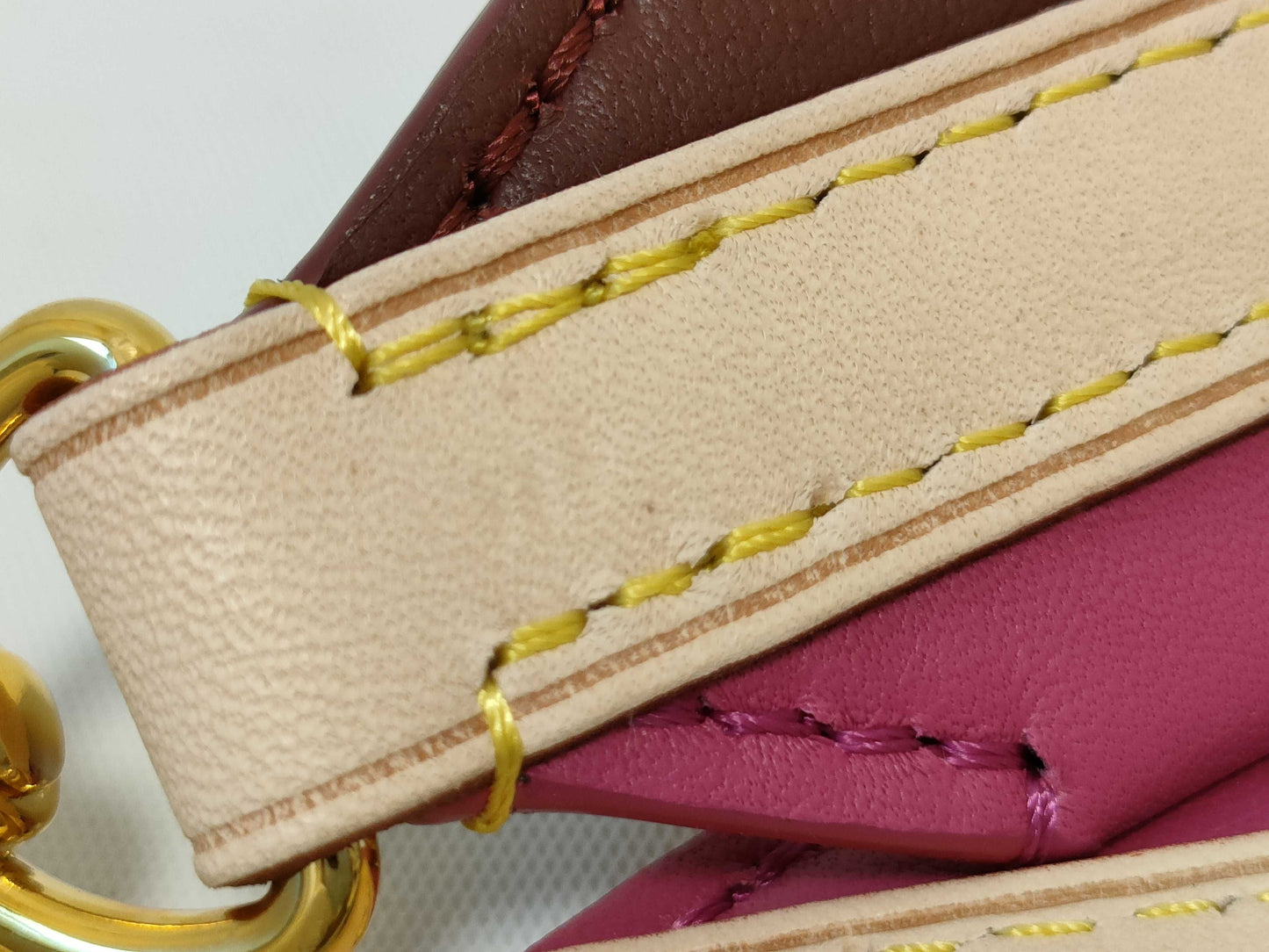 LOUIS VUITTON Signature Strap, Brown/Pink, Signature Canvas with Gold Hardware