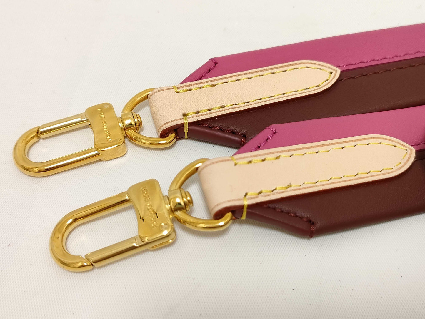 LOUIS VUITTON Signature Strap, Brown/Pink, Signature Canvas with Gold Hardware
