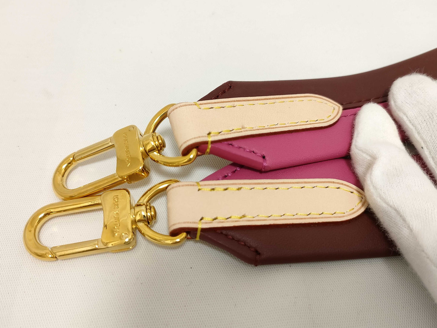 LOUIS VUITTON Signature Strap, Brown/Pink, Signature Canvas with Gold Hardware