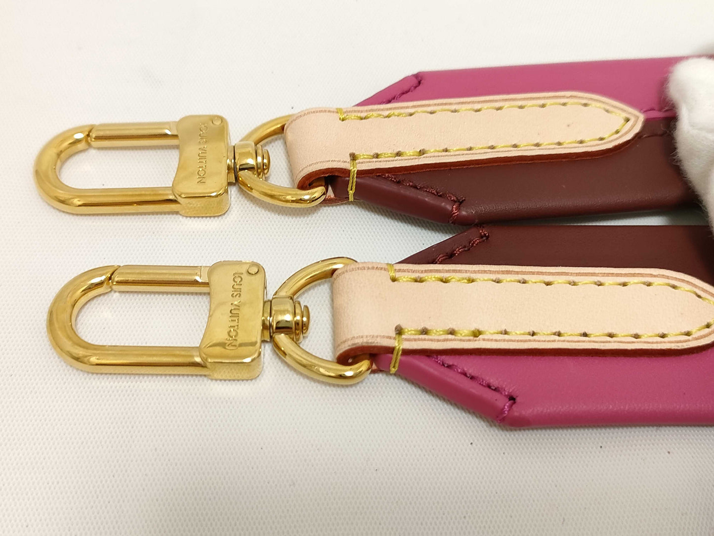 LOUIS VUITTON Signature Strap, Brown/Pink, Signature Canvas with Gold Hardware